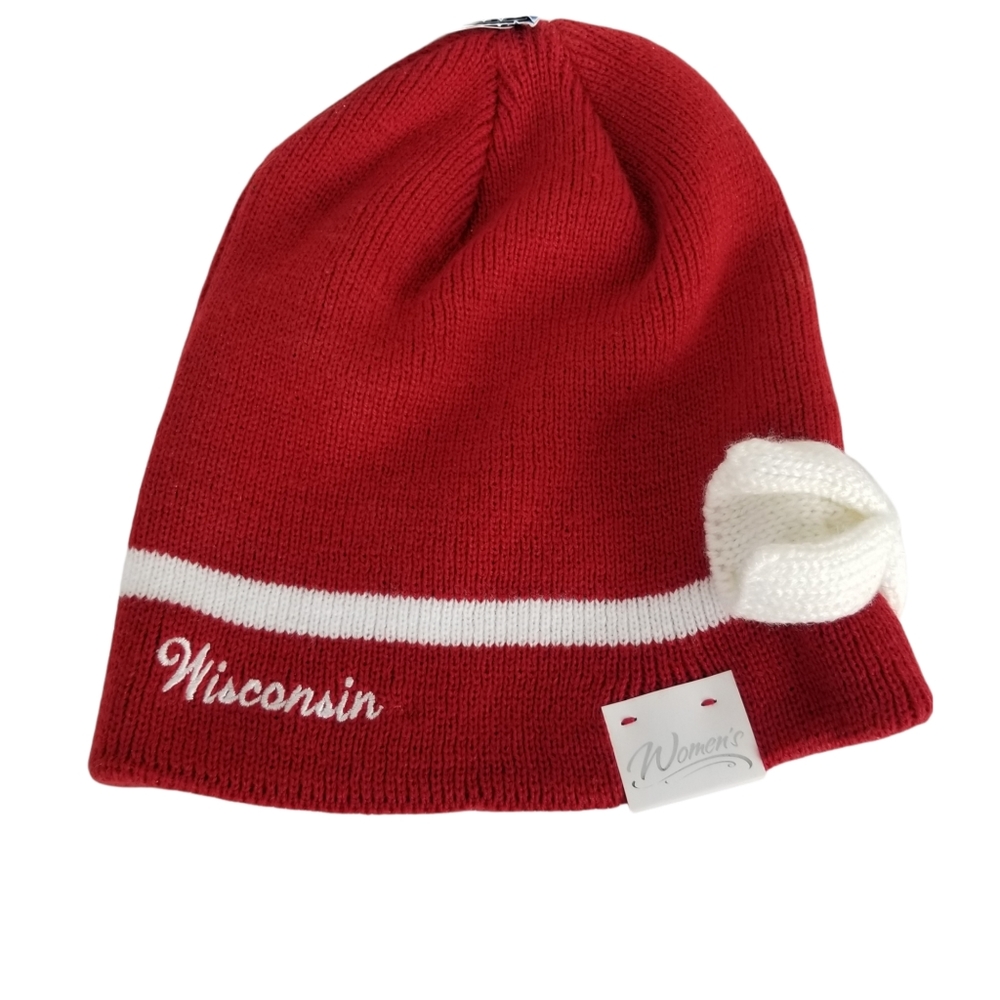 Adidas Wisconsin Badgers Knit Bow Hat NWT